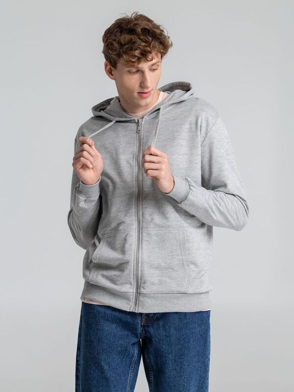 Толстовка на молнии с капюшоном Unit Siverga, серый меланж арт.6895.11