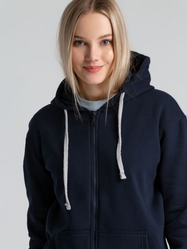 Толстовка на молнии с капюшоном Unit Siverga Heavy, темно-синяя арт.6927.40