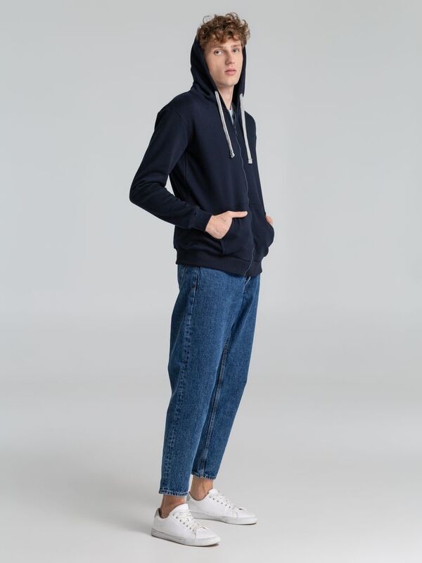 Толстовка на молнии с капюшоном Unit Siverga Heavy, темно-синяя арт.6927.40