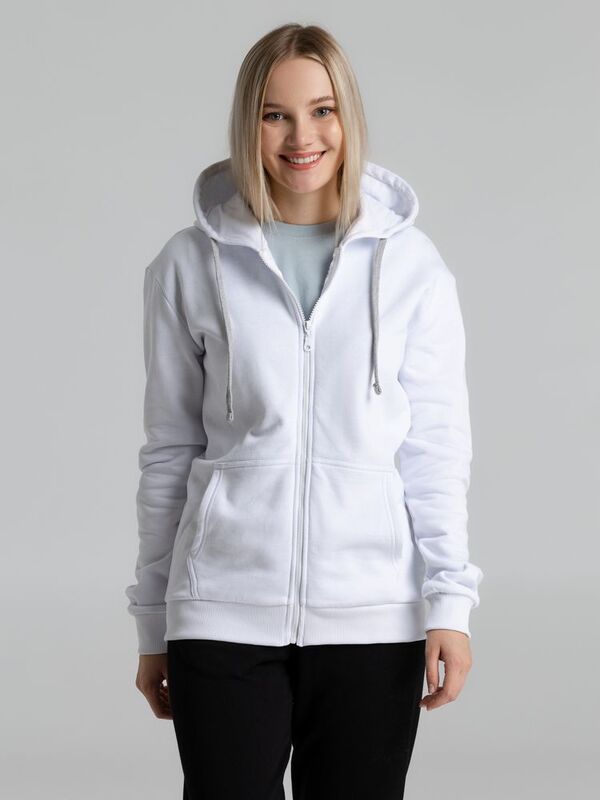 Толстовка на молнии с капюшоном Unit Siverga Heavy, белая арт.6927.60