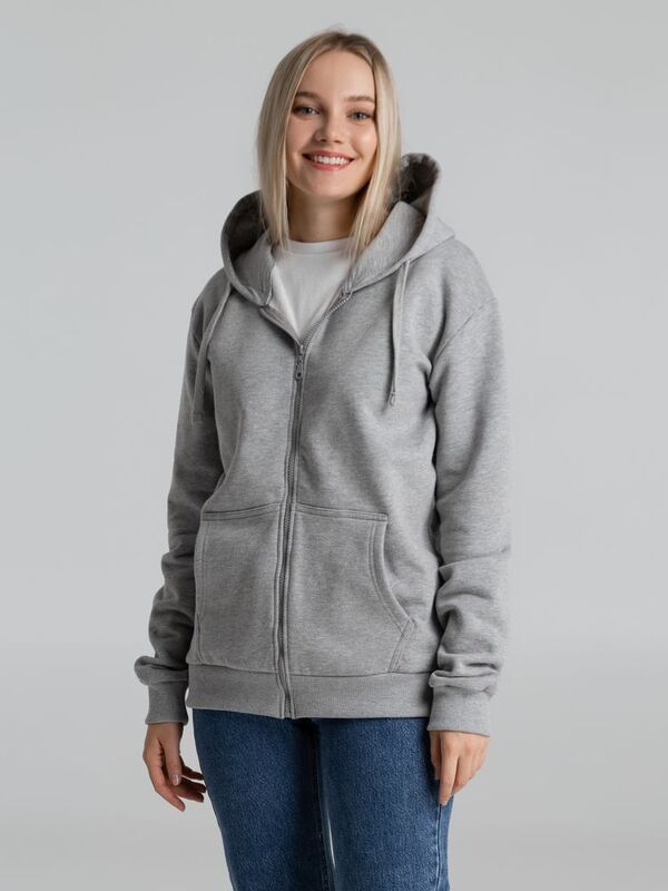 Толстовка на молнии с капюшоном Unit Siverga Heavy, серый меланж арт.6927.11