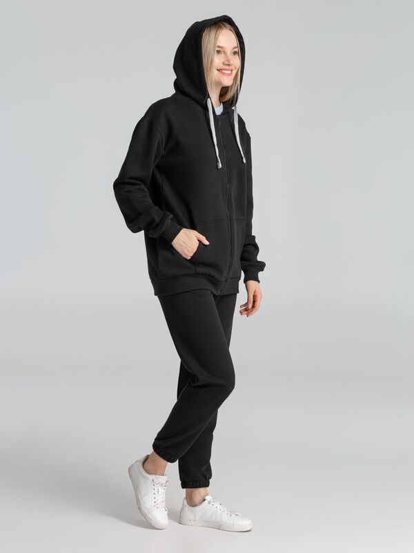 Толстовка на молнии с капюшоном Unit Siverga Heavy, черная арт.6927.30