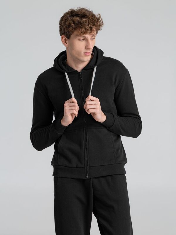 Толстовка на молнии с капюшоном Unit Siverga Heavy, черная арт.6927.30