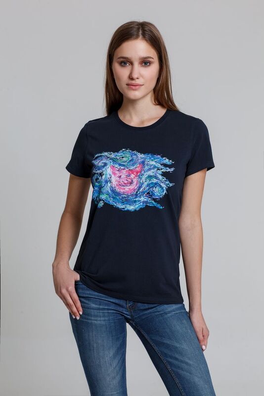 Футболка женская &laquo;Ван-Пиг&raquo;, синяя арт.70104.40