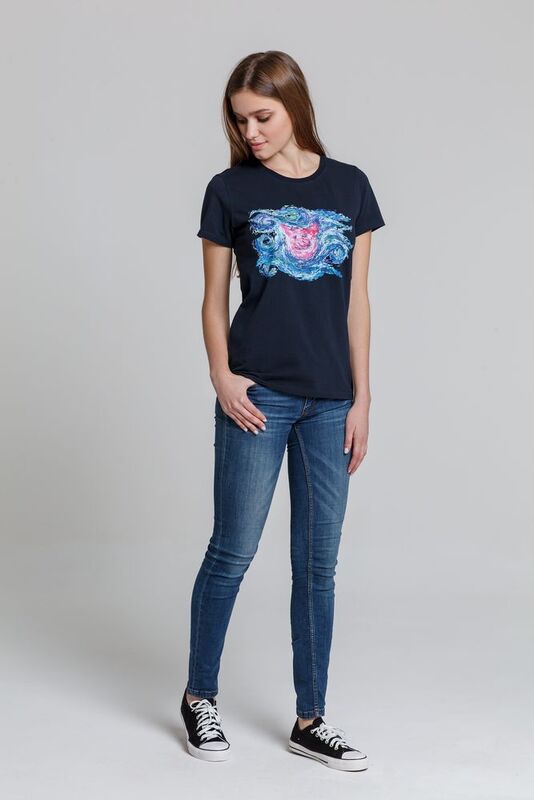 Футболка женская &laquo;Ван-Пиг&raquo;, синяя арт.70104.40