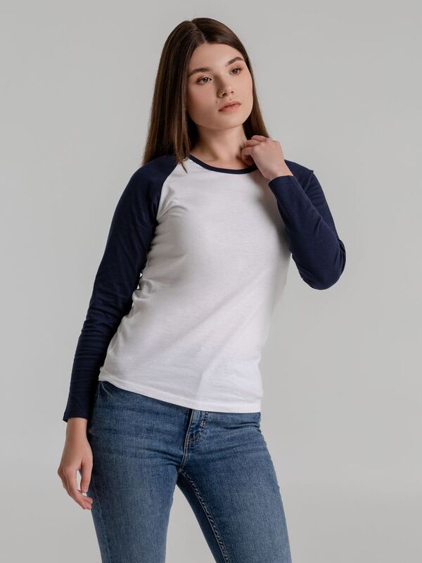 Футболка женская с длинным рукавом Milky Lsl, белая с темно-синим арт.02943904
