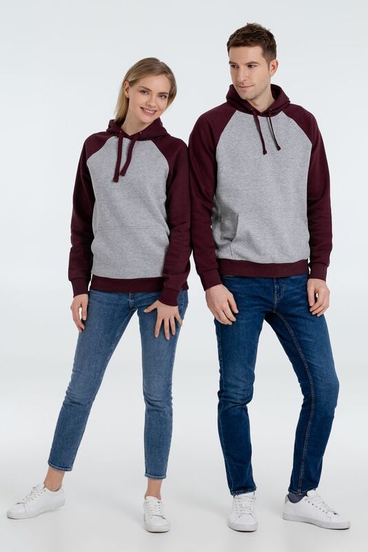 Толстовка унисекс Seattle, серый меланж с бордовым арт.02998113