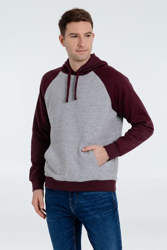 Толстовка унисекс Seattle, серый меланж с бордовым арт.02998113