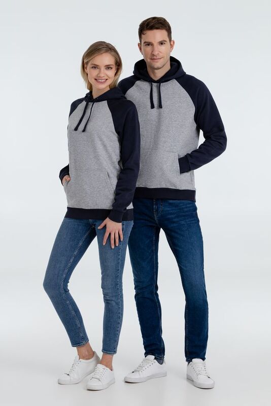 Толстовка унисекс Seattle, серый меланж с темно-синим арт.02998110