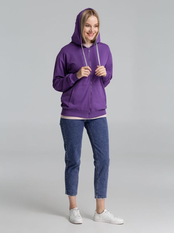 Толстовка на молнии с капюшоном Unit Siverga, фиолетовая арт.6895.78