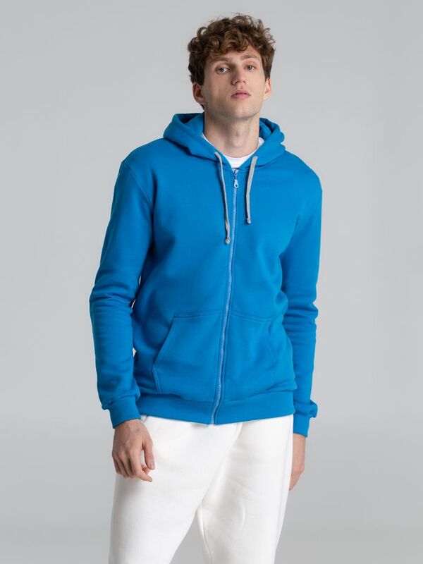 Толстовка с капюшоном на молнии Unit Siverga Heavy, бирюзовая арт.6927.14