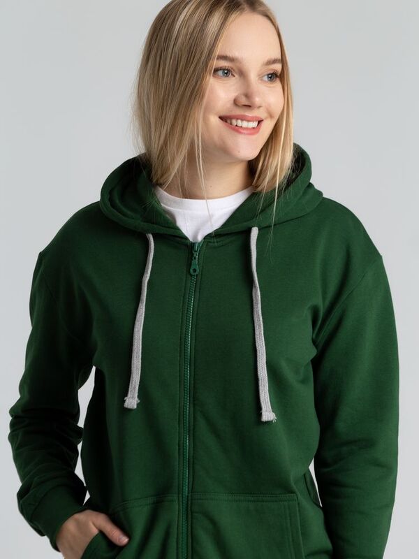 Толстовка с капюшоном на молнии Unit Siverga Heavy, темно-зеленая арт.6927.90
