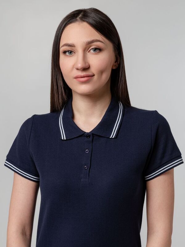 Рубашка поло женская Virma Stripes Lady, темно-синяя арт.11139.40