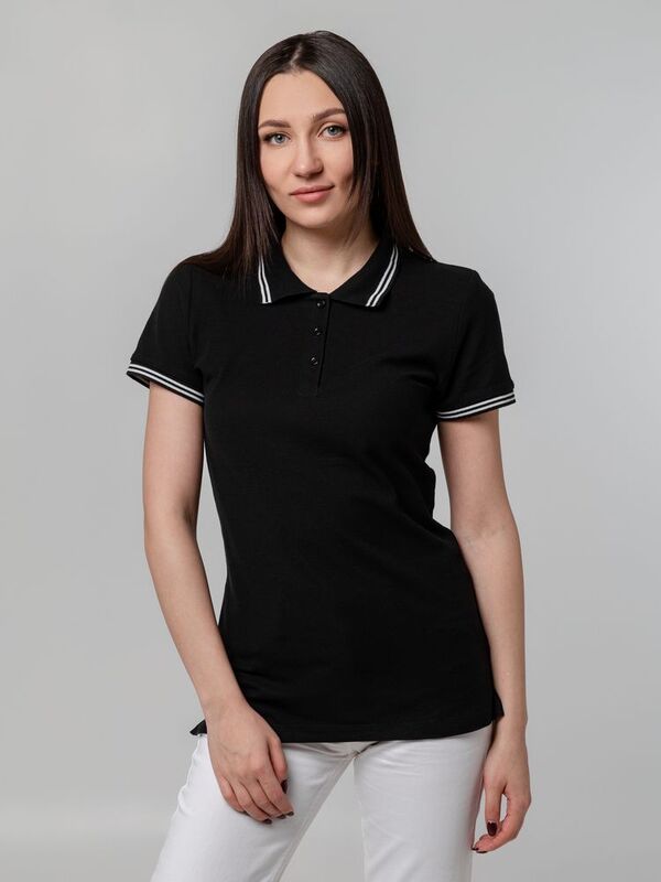 Рубашка поло женская Virma Stripes Lady, черная арт.11139.30