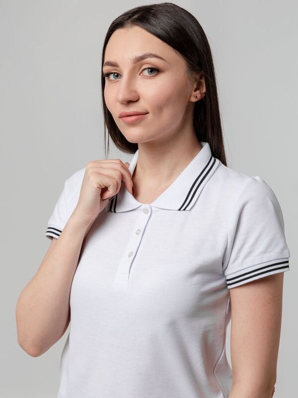 Рубашка поло женская Virma Stripes Lady, белая арт.11139.60
