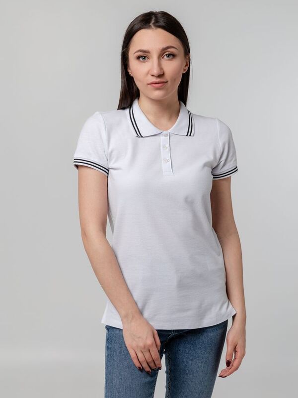 Рубашка поло женская Virma Stripes Lady, белая арт.11139.60