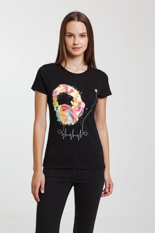 Футболка женская Feel The Beat, черная арт.70197.30