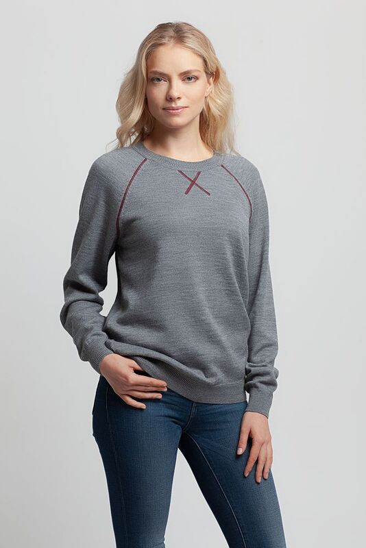 Джемпер Stitch с контрастной отделкой, серый с бордовым арт.12122.11