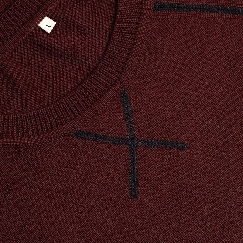 Джемпер Stitch с контрастной отделкой, бордовый с синим арт.12122.55