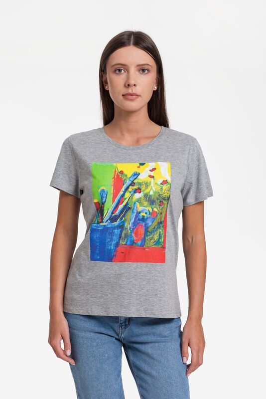 Футболка женская Artist Bear, серый меланж арт.70629.11