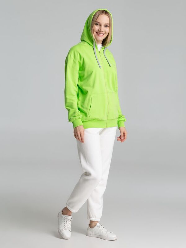 Толстовка на молнии с капюшоном Unit Siverga, зеленое яблоко арт.6895.94