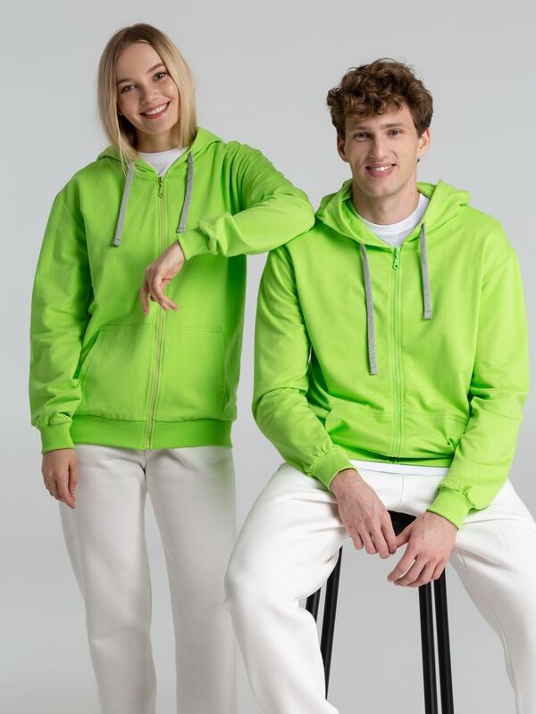 Толстовка на молнии с капюшоном Unit Siverga, зеленое яблоко арт.6895.94
