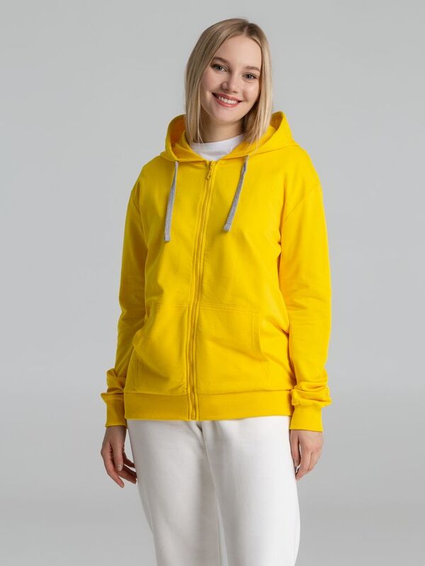 Толстовка на молнии с капюшоном Unit Siverga, желтая арт.6895.80