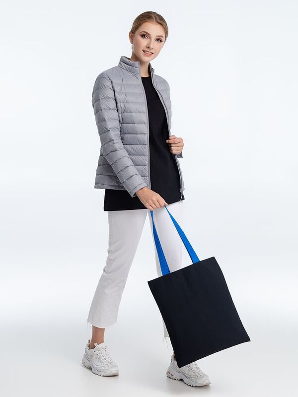 Холщовая сумка BrighTone, черная с ярко-синими ручками арт.10766.38