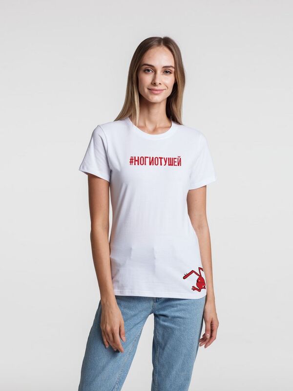 Футболка женская &laquo;Ногиотушей&raquo;, белая арт.70582.60
