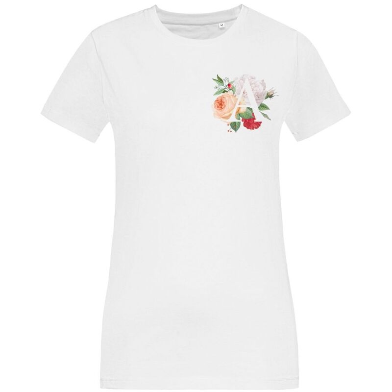 Футболка женская &laquo;Цветочная азбука: А&raquo;, белая арт.70384.60