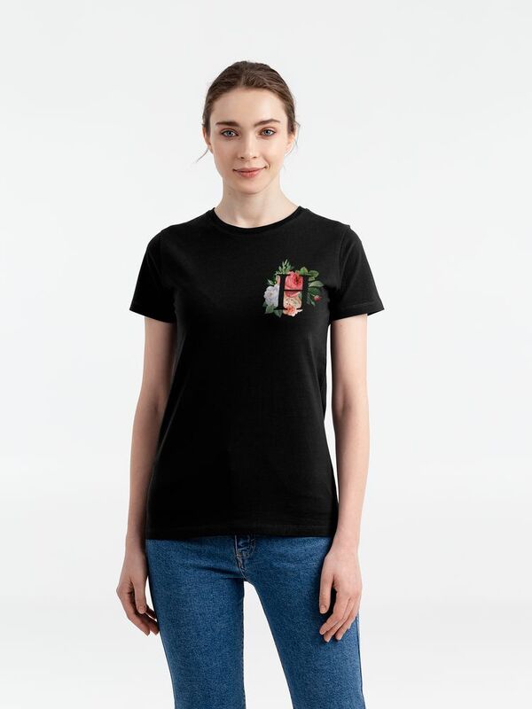 Футболка женская &laquo;Цветочная азбука Н&raquo;, черная арт.70390.30