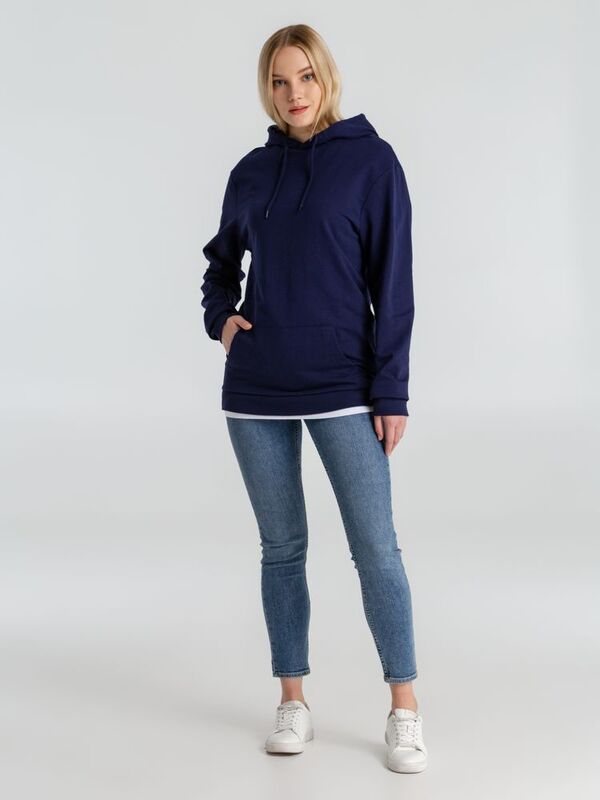 Толстовка с капюшоном унисекс Hoodie, темно-синяя арт.WU03W006