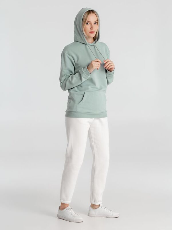 Толстовка с капюшоном унисекс Hoodie, серо-зеленая арт.WU03W502