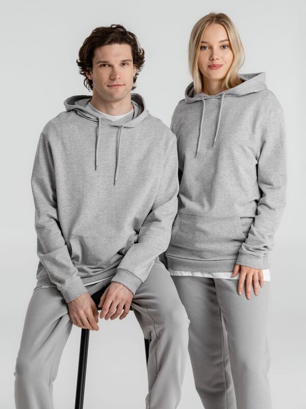 Толстовка с капюшоном унисекс Hoodie, серый меланж арт.WU03W610