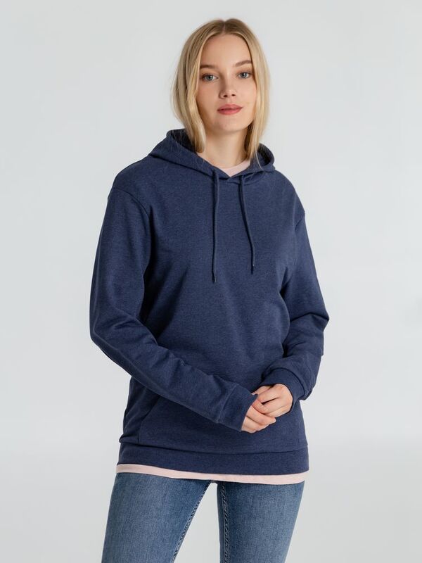 Толстовка с капюшоном унисекс Hoodie, синий меланж арт.WU03W611