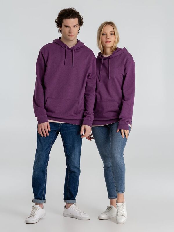 Толстовка с капюшоном унисекс Hoodie, фиолетовый меланж арт.WU03W616
