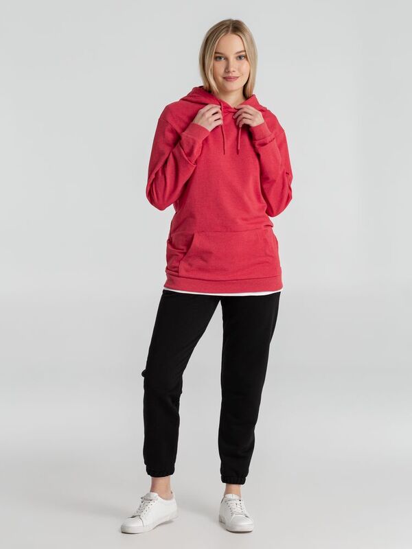 Толстовка с капюшоном унисекс Hoodie, красный меланж арт.WU03W617