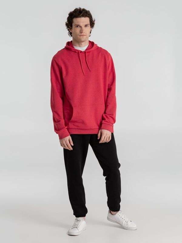 Толстовка с капюшоном унисекс Hoodie, красный меланж арт.WU03W617