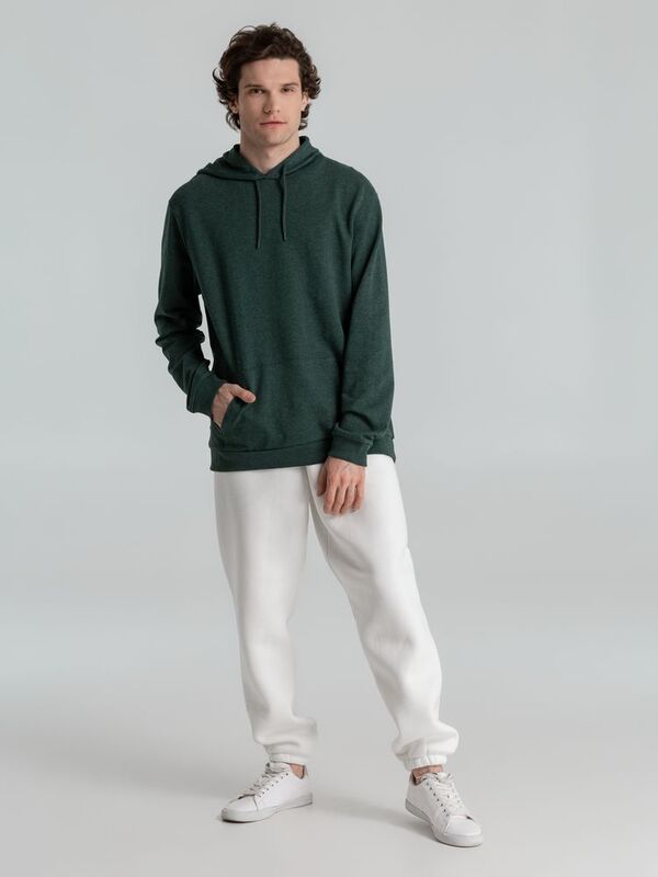 Толстовка с капюшоном унисекс Hoodie, темно-зеленый меланж арт.WU03W618