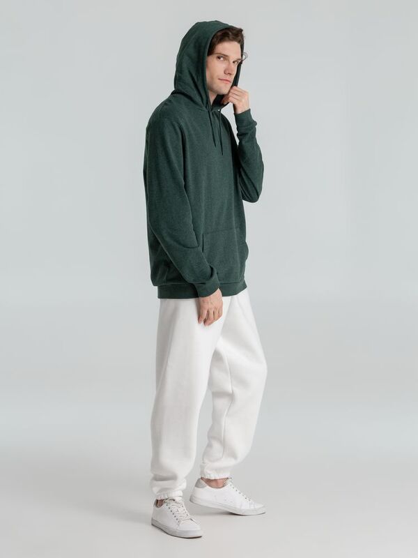 Толстовка с капюшоном унисекс Hoodie, темно-зеленый меланж арт.WU03W618