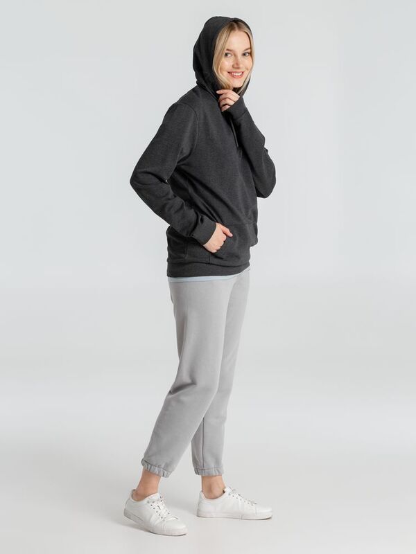 Толстовка с капюшоном унисекс Hoodie, серый меланж (антрацит) арт.WU03W625