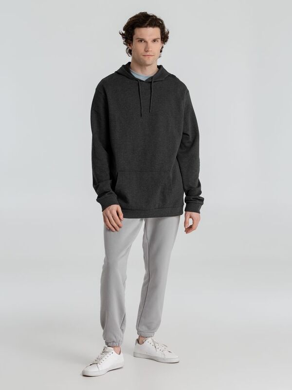 Толстовка с капюшоном унисекс Hoodie, серый меланж (антрацит) арт.WU03W625
