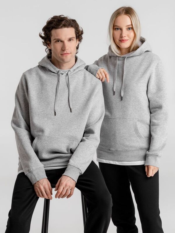Толстовка с капюшоном унисекс King, серый меланж арт.WU02K610