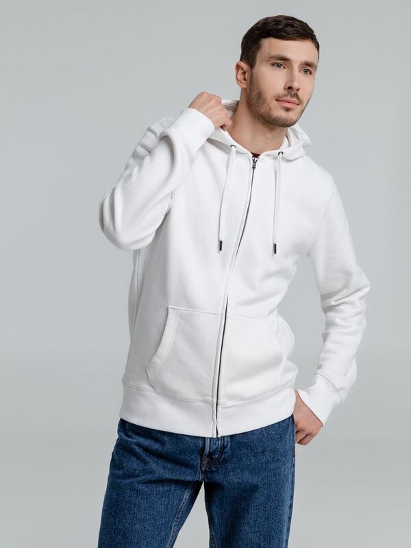 Толстовка на молнии с капюшоном унисекс King, белая арт.WU03K001