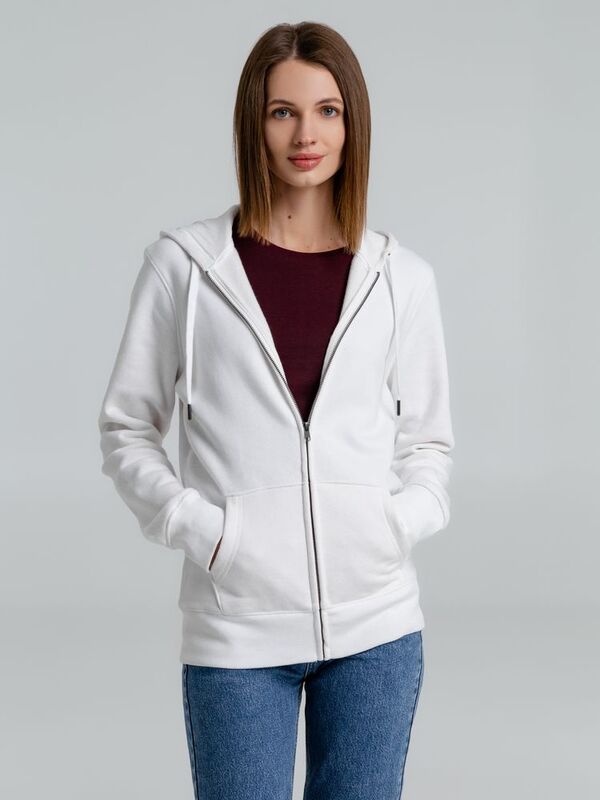 Толстовка на молнии с капюшоном унисекс King, белая арт.WU03K001