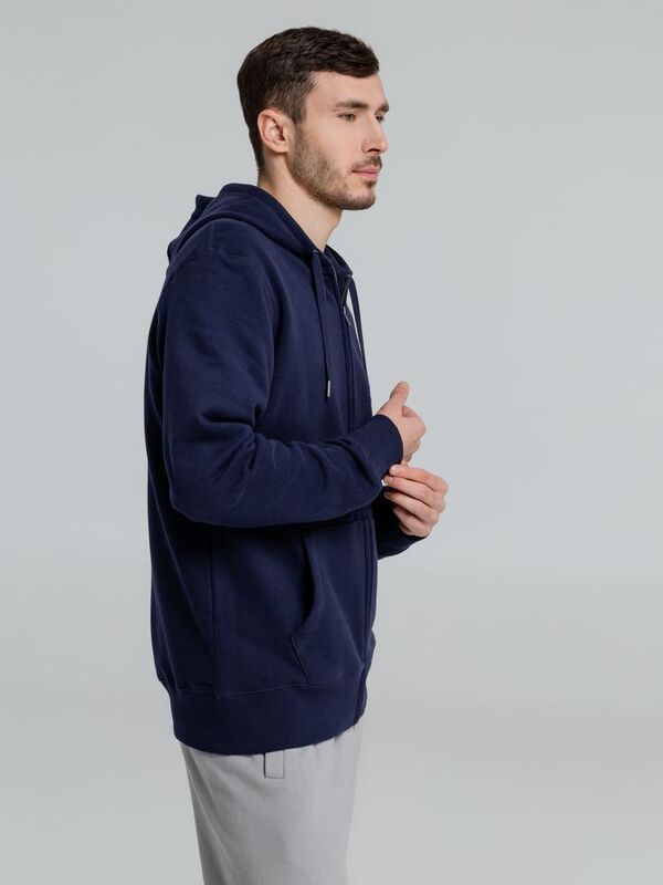 Толстовка на молнии с капюшоном унисекс King, темно-синяя арт.WU03K006