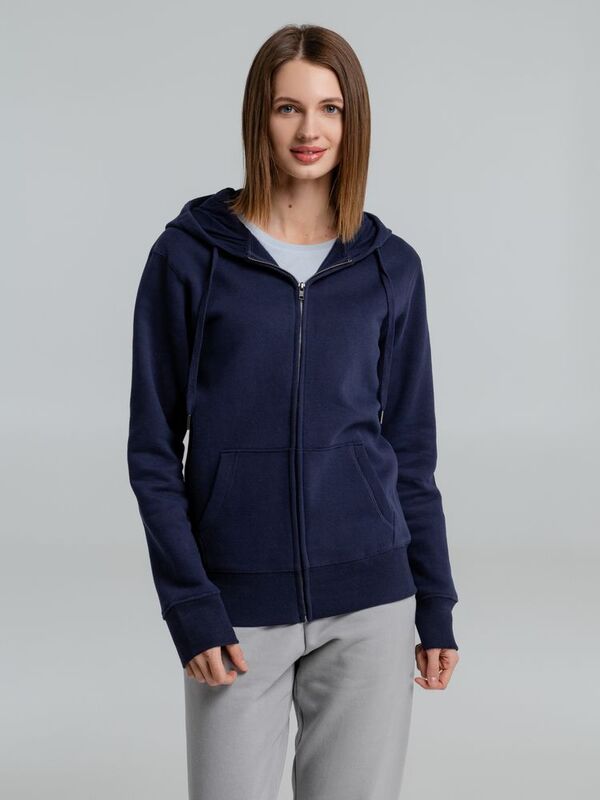 Толстовка на молнии с капюшоном унисекс King, темно-синяя арт.WU03K006