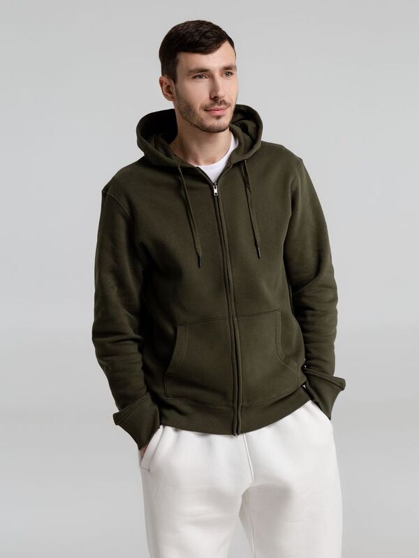 Толстовка на молнии с капюшоном унисекс King, хаки арт.WU03K555