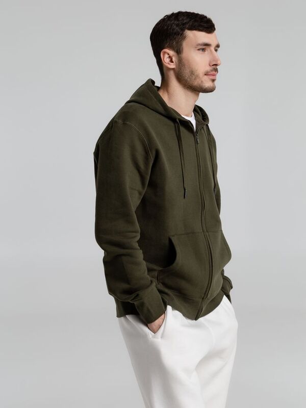 Толстовка на молнии с капюшоном унисекс King, хаки арт.WU03K555