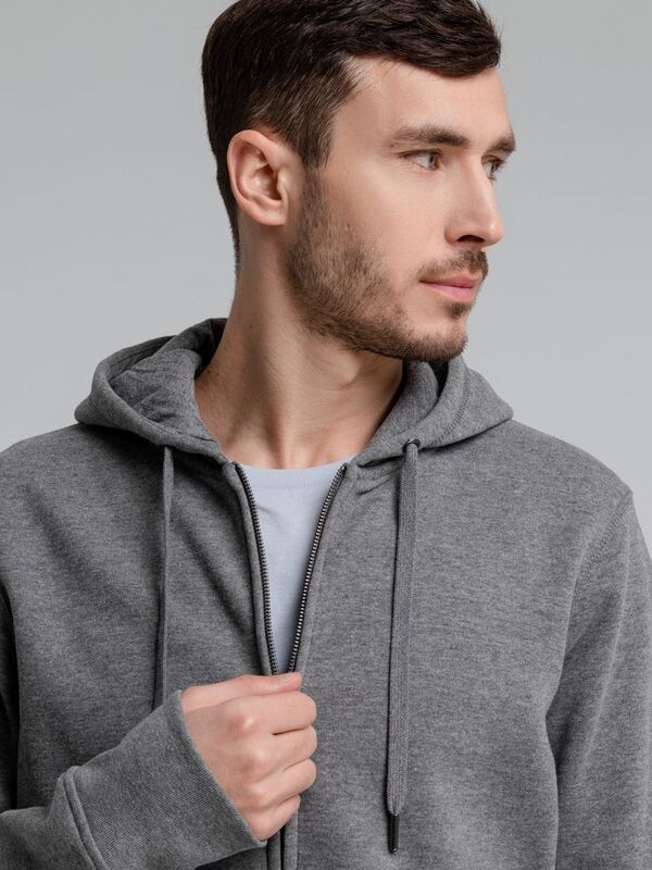 Толстовка на молнии с капюшоном унисекс King, темно-серый меланж арт.WU03K623